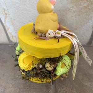 Kacsás, sárga, tartós tavaszi asztaldísz a virágszendvics kollekcióból (P-19)  - ünnepi díszek, dekorációk - húsvéti díszek és dekorációk - húsvéti asztaldíszek - Meska.hu