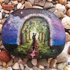 Kézzel festett kő - művészet - festmény - akril - Meska.hu