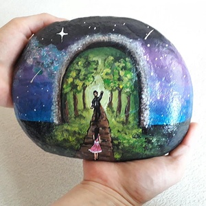 Kézzel festett kő - művészet - festmény - akril - Meska.hu