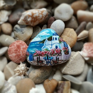 kézzel festett Görögország kavicson - otthon & életmód - dekoráció - asztal és polc dekoráció - kavics & kő - Meska.hu