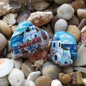 kézzel festett Görögország kavicson - Meska.hu