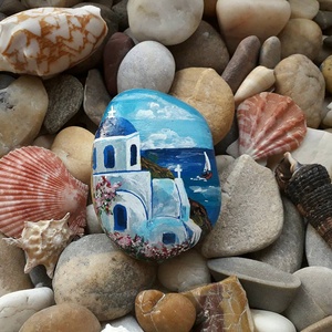 kézzel festett Görögország kavicson - otthon & életmód - dekoráció - asztal és polc dekoráció - kavics & kő - Meska.hu