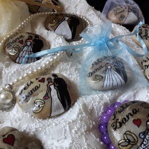 Esküvői kézzel festett kavics - Meska.hu