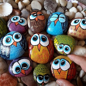 Kézzel festett kavics - bagoly, Otthon & Életmód, Dekoráció, Asztal és polc dekoráció, Kavics & Kő, Festészet, MESKA