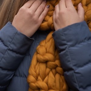 Női sál mustár sárga extra vastag, kötött női hosszú - ruha & divat - sál, sapka, kendő - sál - Meska.hu