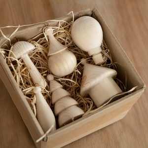 6 darabos kézzel esztergált fa karácsonyfadísz szett  kreatív, festhető, natúr, rusztikus vintage dekoráció - Meska.hu