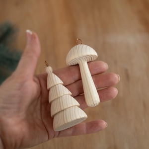 12 darabos kézzel esztergált fa karácsonyfadísz szett  kreatív, festhető, natúr, rusztikus vintage dekoráció - diy (csináld magad) - egységcsomag - Meska.hu
