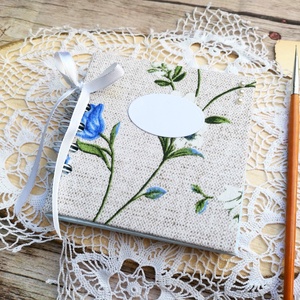 Különleges könyvecskék / Textil borítású notesz - Kék rózsás  - Meska.hu