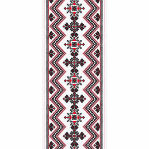 Piros-fekete népi ornamentikáju asztali futó - Meska.hu