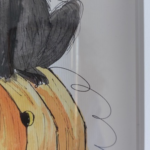 Kényelmes! Lehet az enyém? Halloween-i cicus  - művészet - festmény - festmény vegyes technika - Meska.hu