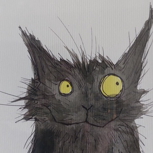 Kényelmes! Lehet az enyém? Halloween-i cicus  - művészet - festmény - festmény vegyes technika - Meska.hu