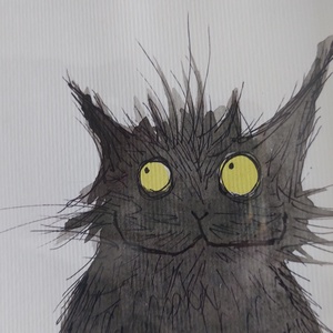 Kényelmes! Lehet az enyém? Halloween-i cicus  - művészet - festmény - festmény vegyes technika - Meska.hu