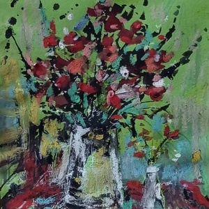 Mozgásban a csendélet., Művészet, Festmény, Festmény vegyes technika, , MESKA