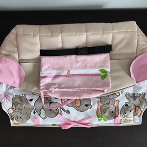 Bevásárlókocsi huzat, teljesen bélelt, tárolózsákkal - baba - mama - utazási kellékek - bevásárlókocsi huzat - Meska.hu