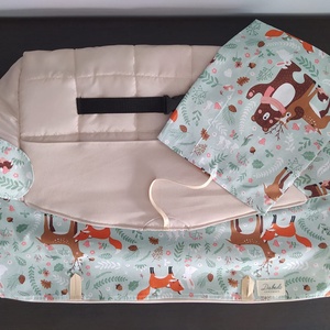 Bevásárlókocsi huzat tároló zsákkal, félig bélelt - baba - mama - utazási kellékek - bevásárlókocsi huzat - Meska.hu