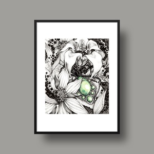 Zöld bogár - művészet - grafika & illusztráció - művészi nyomat - Meska.hu