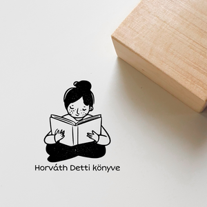 Ex libris pecsét, személyre szabható bélyegző, könyv nyomda - Belemerülő olvasó lány, Könyv & Zene, Ex libris pecsét, , MESKA