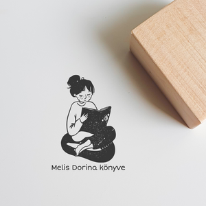 Ex libris pecsét, személyre szabható bélyegző, könyv nyomda - Kontyos olvasó lány, Könyv & Zene, Ex libris pecsét, , MESKA