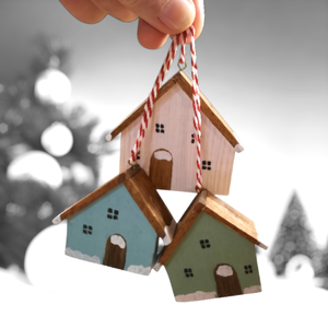 Házikó karácsonyi dekoráció, karácsonyfadísz, 3 db/csomag - Meska.hu