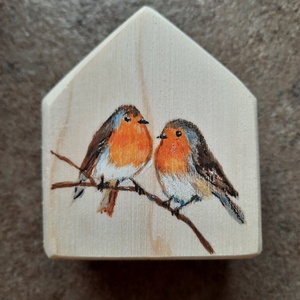 Házikó egyedi festéssel - Vörösbegy; Valentin-napra, Nőnapra vagy más alkalomra -  - Meska.hu