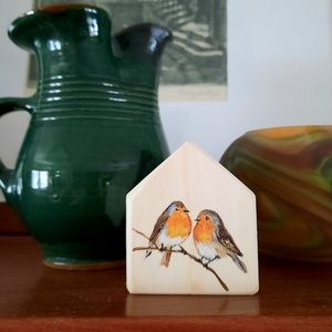 Házikó egyedi festéssel - Vörösbegy; Valentin-napra, Nőnapra vagy más alkalomra -  - Meska.hu