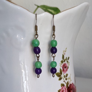 Zöld - lila fülbevaló - Meska.hu