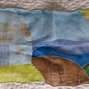 Selyemkendő / selyemsál - Skót tengerpart - ruha & divat - sál, sapka, kendő - sál - Meska.hu