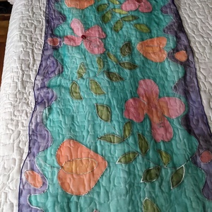 Selyemkendő - Dzsungel, hibiszkusz, kála - ruha & divat - sál, sapka, kendő - stóla - Meska.hu