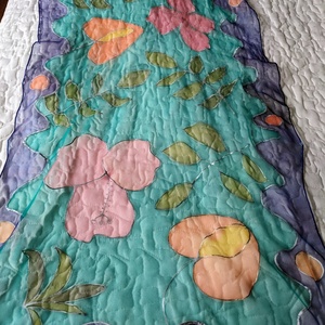 Selyemkendő - Dzsungel, hibiszkusz, kála - ruha & divat - sál, sapka, kendő - stóla - Meska.hu