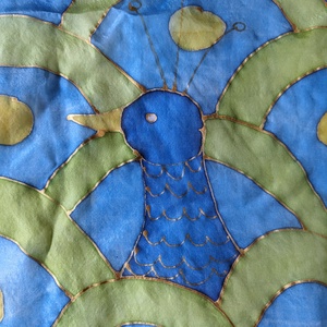 Kézzel festett selyemkendő - pávakert, Ruha & Divat, Sál, Sapka, Kendő, Kendő, Selyemfestés, MESKA