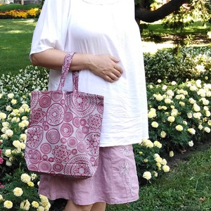 Erős textilszatyor - drapp, bordó - táska & tok - bevásárlás & shopper táska - shopper, textiltáska, szatyor - Meska.hu