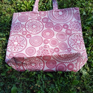 Erős textilszatyor - drapp, bordó - táska & tok - bevásárlás & shopper táska - shopper, textiltáska, szatyor - Meska.hu