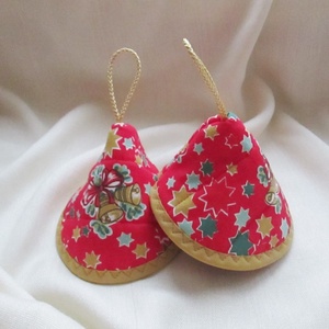 Edényfogó, fedőfogó, fülfogó -  karácsonyi mintás, aranysárga színű szegéllyel (2 db), Karácsony, Karácsonyi sütés-főzés, Varrás, MESKA