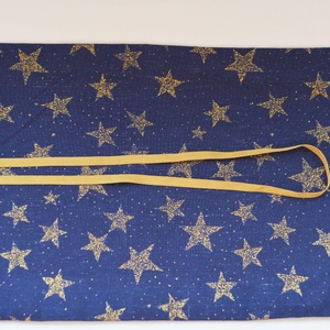 Ajándékzsák, mikulászsák, textilzsák - kék, arany csillagokkal - karácsony - mikulás - mikulás zsák - Meska.hu
