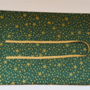 Ajándékzsák, mikulászsák, textilzsák - zöld, arany csillagokkal - karácsony - mikulás - mikulás zsák - Meska.hu