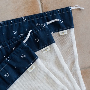 Textil zacskó csomag - S,M,L - Kék horgonyos -  - Meska.hu