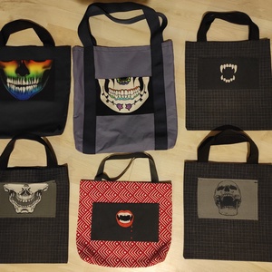 Halloween vászontáska/ candy bag: lila-kék mexikói koponyás - otthon & életmód - dekoráció - halloween - halloweeni jelmez és kiegészítők - Meska.hu