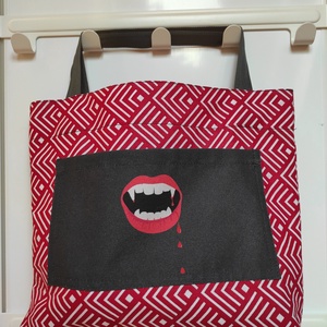 Halloween vászonszatyor/ candy bag: piros vámpírlány - Meska.hu