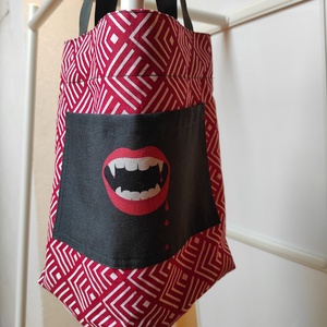 Halloween vászonszatyor/ candy bag: piros vámpírlány - otthon & életmód - dekoráció - halloween - halloweeni jelmez és kiegészítők - Meska.hu