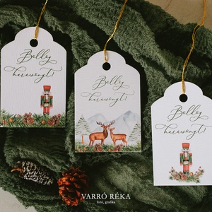 Festett ajándékkísérő kártyacsomag, Karácsony, Karácsonyi ajándékozás, Karácsonyi képeslap, üdvözlőlap, ajándékkísérő, Festészet, Papírművészet, MESKA