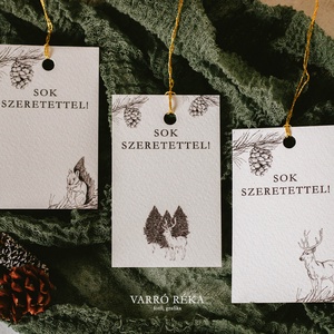 Rajzolt ajándékkísérő kártyacsomag, Karácsony, Karácsonyi ajándékozás, Karácsonyi képeslap, üdvözlőlap, ajándékkísérő, Papírművészet, Fotó, grafika, rajz, illusztráció, MESKA