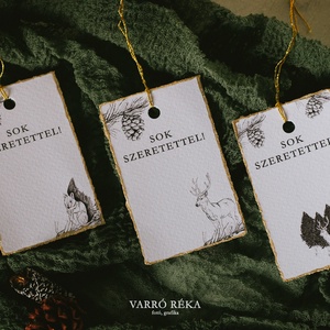 Rajzolt ajándékkísérő kártyacsomag - karácsony - karácsonyi ajándékozás - karácsonyi képeslap, üdvözlőlap, ajándékkísérő - Meska.hu