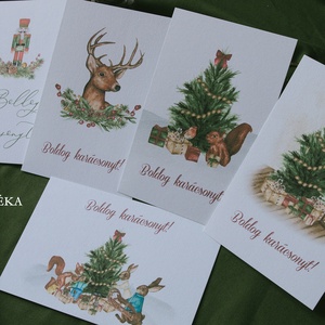 Festett mókusos karácsonyi képeslap - karácsony - karácsonyi ajándékozás - karácsonyi képeslap, üdvözlőlap, ajándékkísérő - Meska.hu