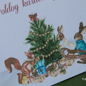 Festett erdei állatos karácsonyi képeslap - karácsony - karácsonyi ajándékozás - karácsonyi képeslap, üdvözlőlap, ajándékkísérő - Meska.hu