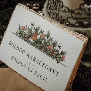 Madaras karácsonyi képeslap - színes mintával - karácsony - karácsonyi ajándékozás - karácsonyi képeslap, üdvözlőlap, ajándékkísérő - Meska.hu