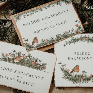 Madaras karácsonyi képeslap - színes mintával - karácsony - karácsonyi ajándékozás - karácsonyi képeslap, üdvözlőlap, ajándékkísérő - Meska.hu