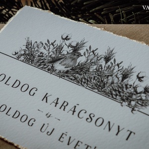 Madaras karácsonyi képeslap - szürke mintával - karácsony - karácsonyi ajándékozás - karácsonyi képeslap, üdvözlőlap, ajándékkísérő - Meska.hu