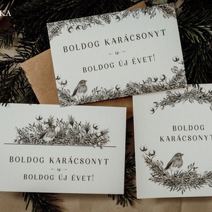 Madaras karácsonyi képeslap - szürke mintával - karácsony - karácsonyi ajándékozás - karácsonyi képeslap, üdvözlőlap, ajándékkísérő - Meska.hu