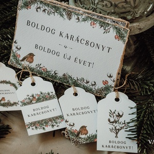 4 db-os madaras ajándékkísérő kártya - karácsony - karácsonyi ajándékozás - karácsonyi képeslap, üdvözlőlap, ajándékkísérő - Meska.hu
