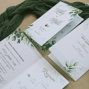 Kinyitható esküvői meghívó - greenery, Esküvő, Meghívó & Kártya, Meghívó, Fotó, grafika, rajz, illusztráció, Festészet, MESKA